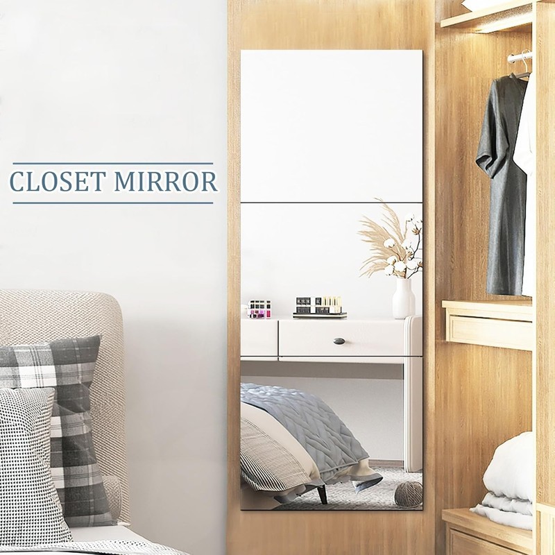 Frameless 20x24 Inch Acrylic Full-Length Mirrors - 3 Pack Self Adhesive Design gallery