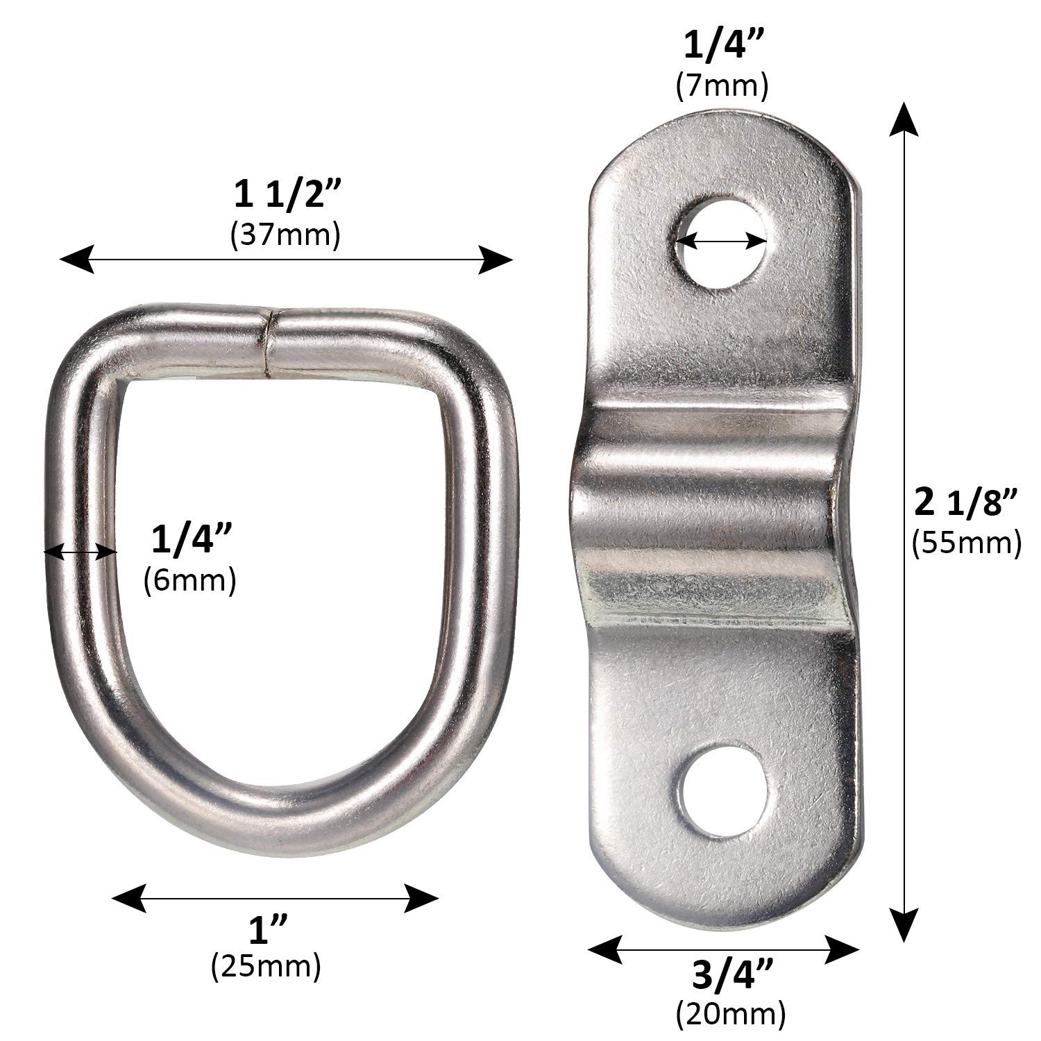 24 Pieces D-Ring Tie Down 1/4 Inch Stainless Steel D-Rings Trailer 700 Lbs D-Rin gallery