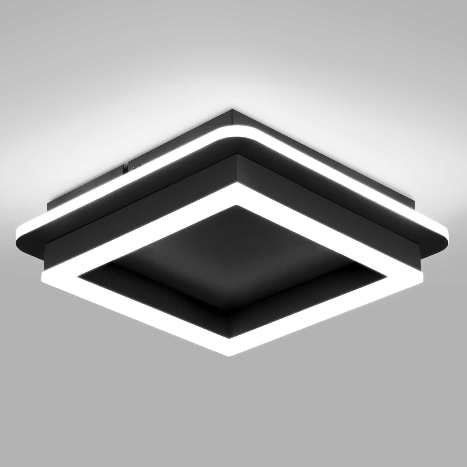 CANEOE Black Modern LED Ceiling Light, Square Flush Mount Ceiling Hallway Lig... gallery