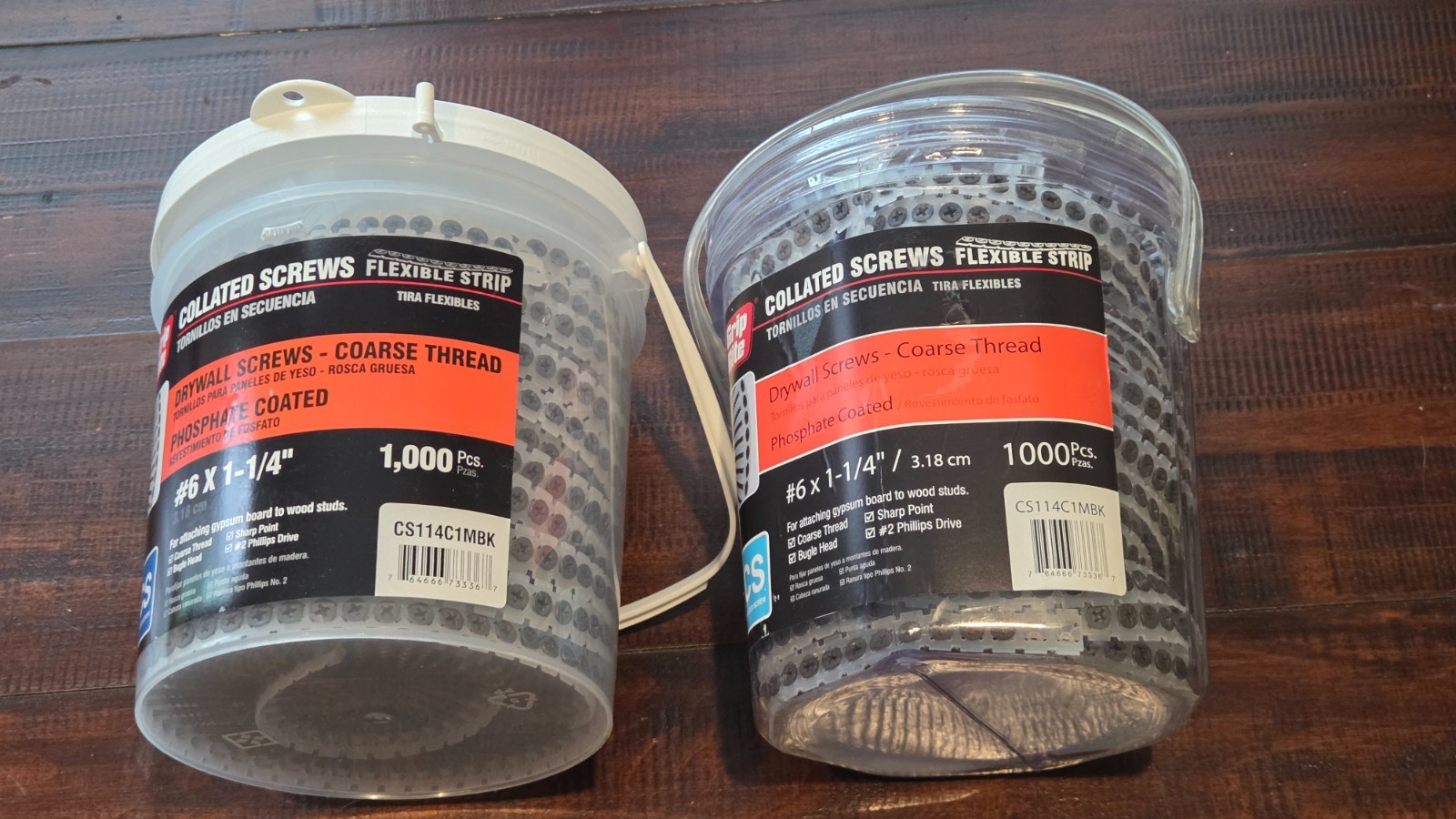 (2) Grip Rite #6x1-5/8 in. Coarse Phosphate-Plated Collated Drywall Screw 1000ct gallery