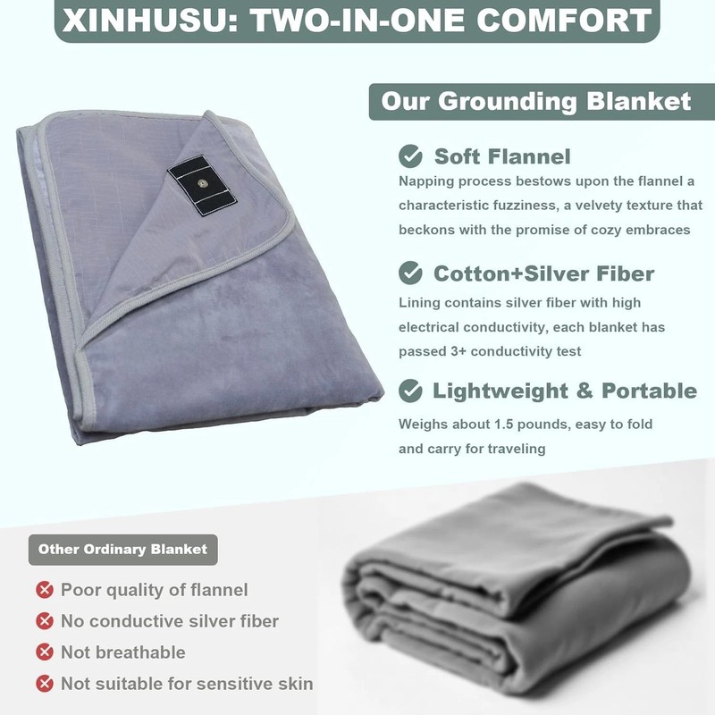 Beige Grounding Throw Blanket - Heavyweight Flannel for Enhanced Sleep Quality gallery