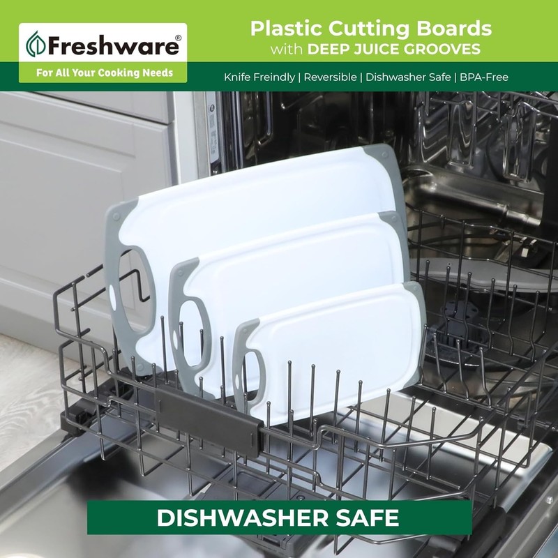 Reversible Cutting Board Set - 3 Sizes with Juice Grooves & Non-Slip Handles gallery
