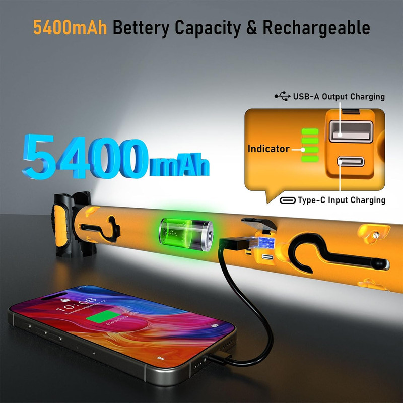 Work Light for Mechanic,3200Lm LED Work Lights,5400Mah Rechargeable Magnetic Lig gallery