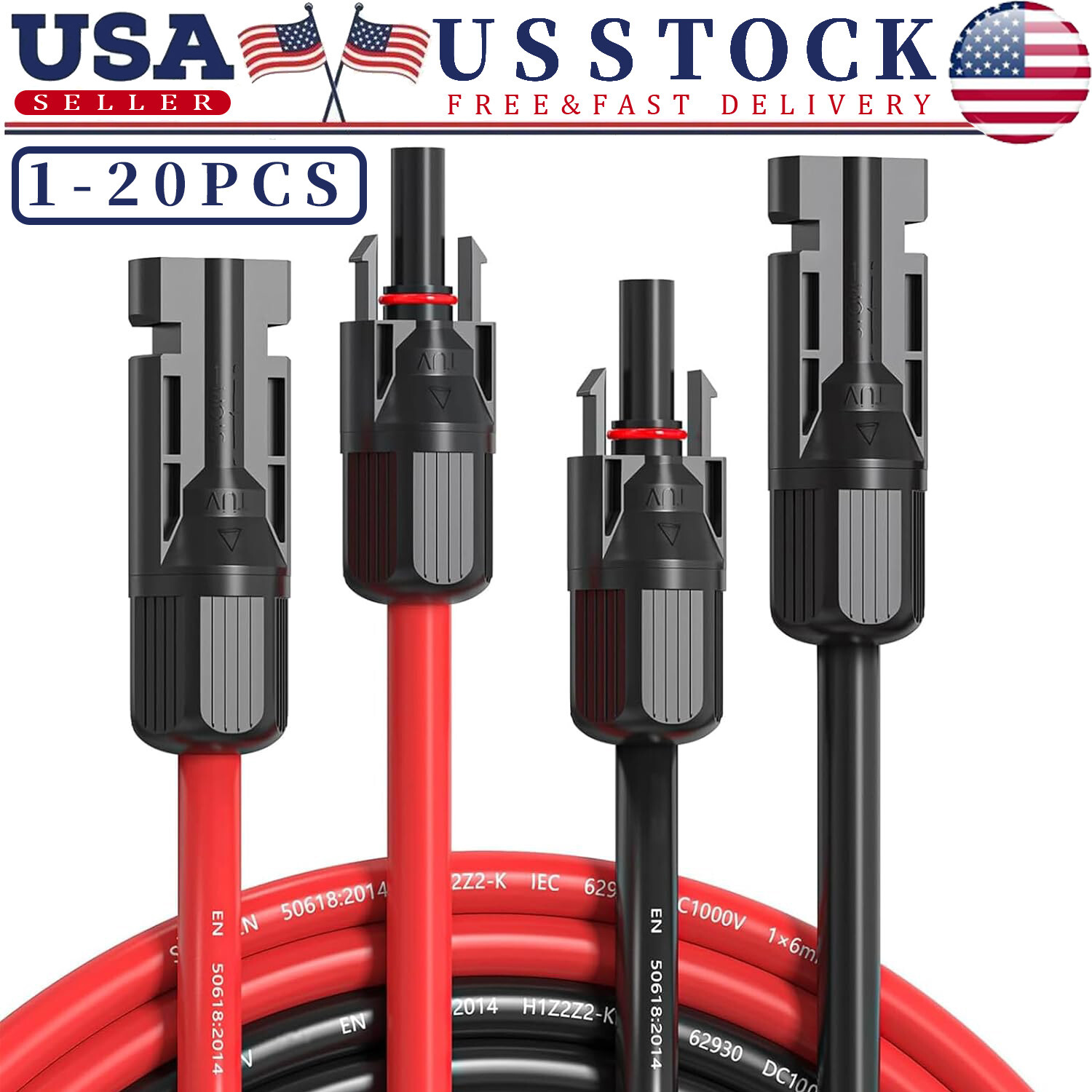 Black+Red 10 AWG Solar Panel Extension Cable Silicone Flexible Wire Connectors gallery