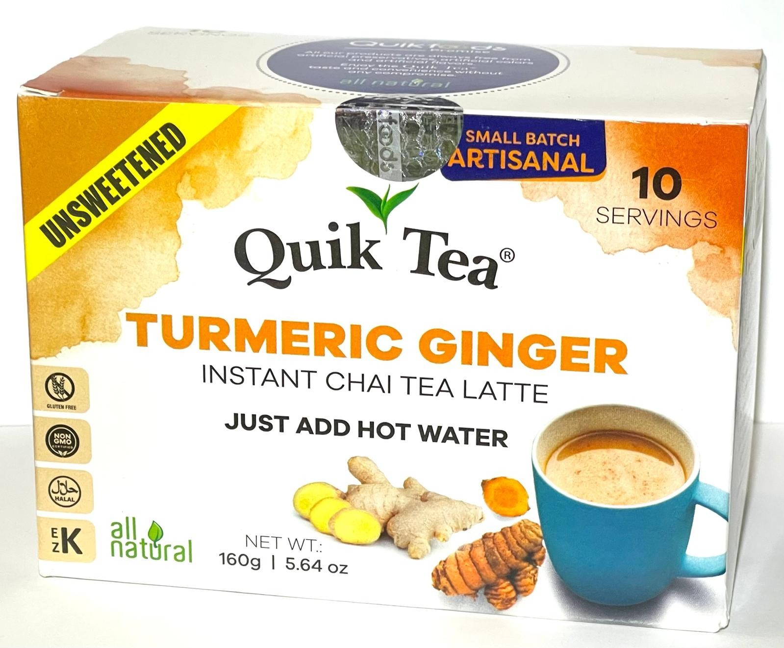 Quik Tea Turmeric Ginger - Unsweetened - Instant Chai Tea Latte exp May 2027 gallery