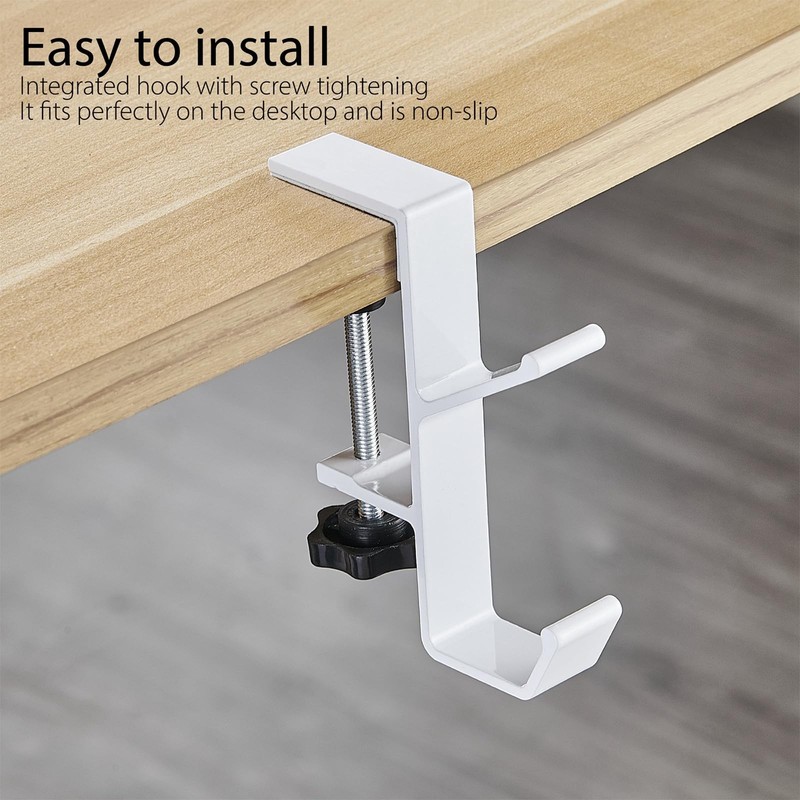 Ctgsas Adjustable Hook for L Shaped Gaming Desk, Under Onesize, White gallery