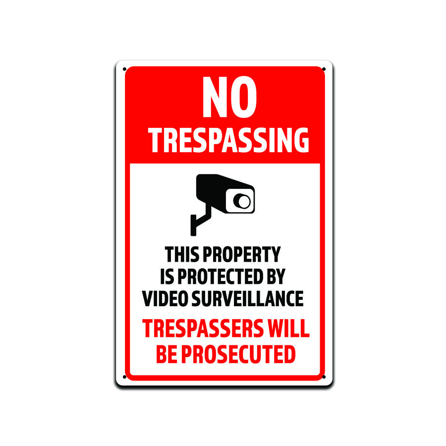 Private Property No Trespassing Soliciting Loitering Video Aluminum sign 8x12 gallery