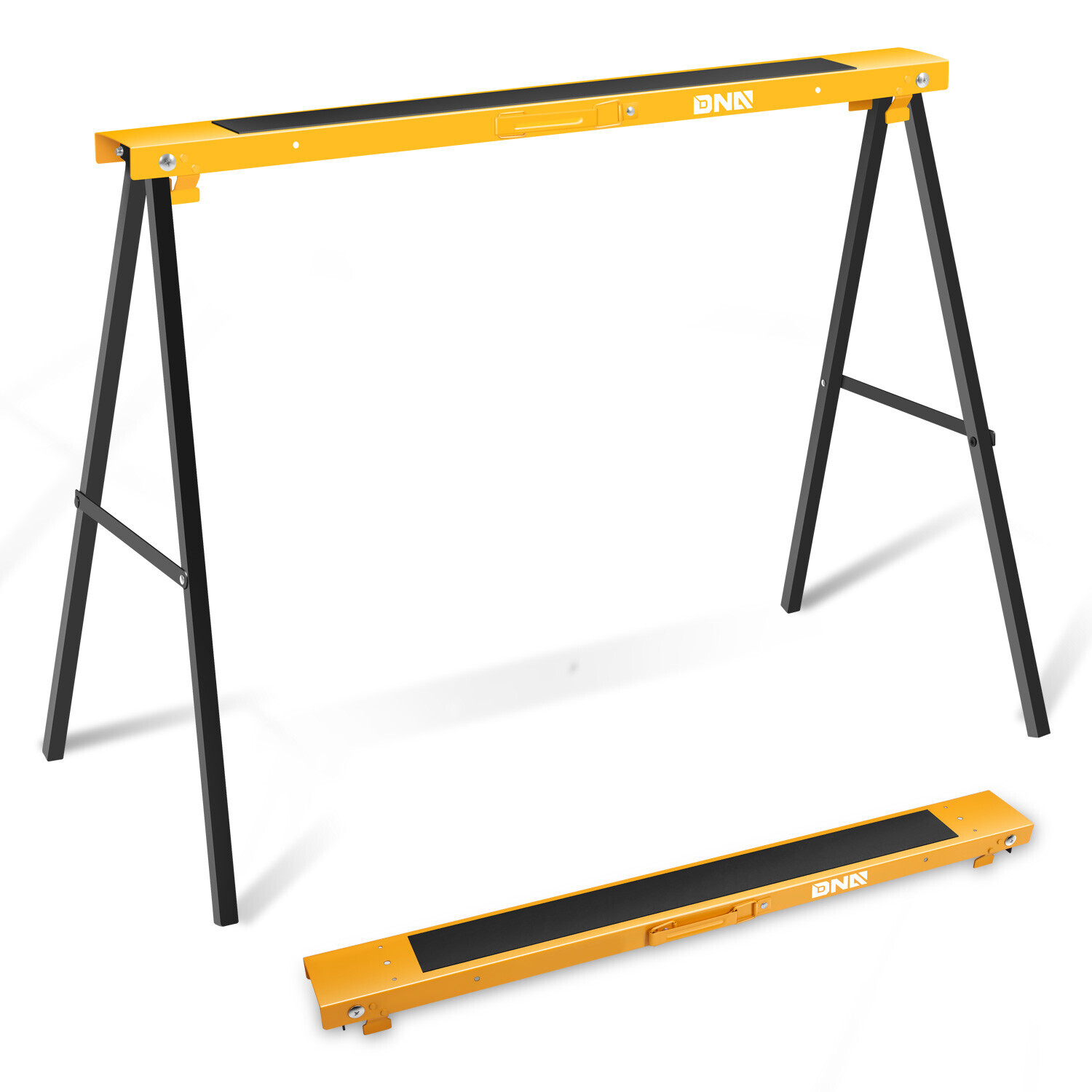 Yellow 220 LBS Durability Metal Cross Brace Foldable Saw Horse Wood Working gallery