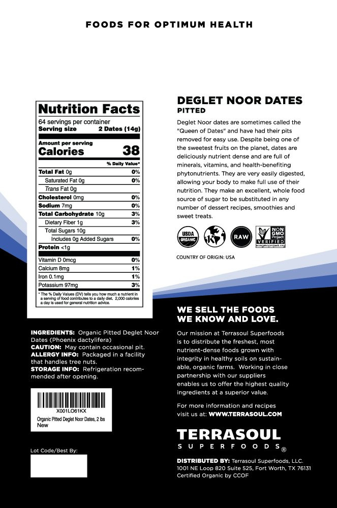 Organic Deglet Dates, 2 Lbs - Pitted | Fresh | Natural Sweetener gallery
