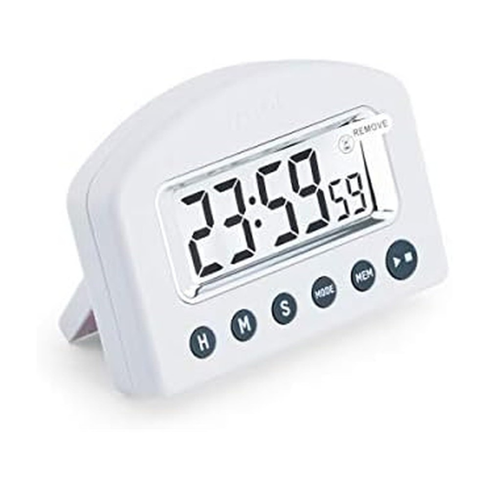 Digital Kitchen Timer with Memory Count Up Down 23 Hour LCD Display White