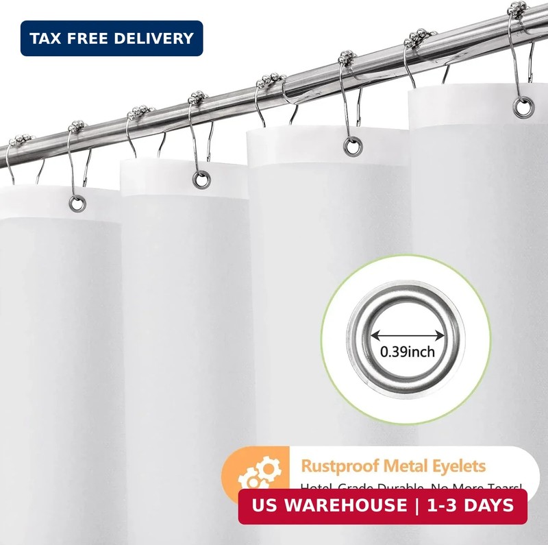 Seenus Waterproof Soft Microfiber Shower Curtain TPU Backed Lightweight, White W gallery