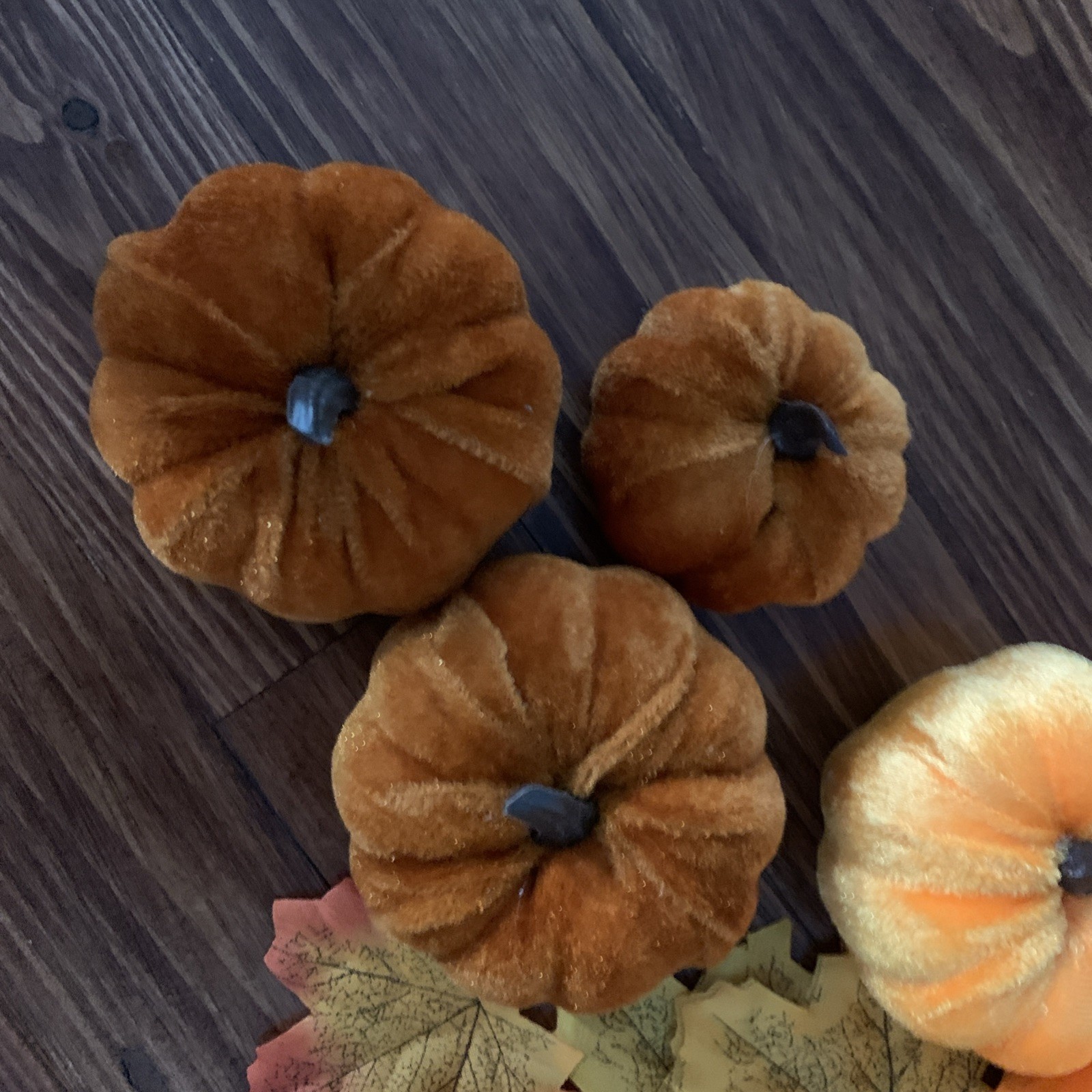 Fall Velvet Foam Pumpkin Decoration Set of, 12 , Orange, Brown, Cream gallery
