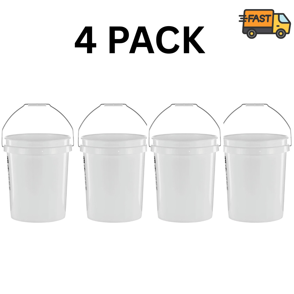 4 Pack United Solutions 5 Gallon Utility Bucket with Comfort Handle Pail gallery