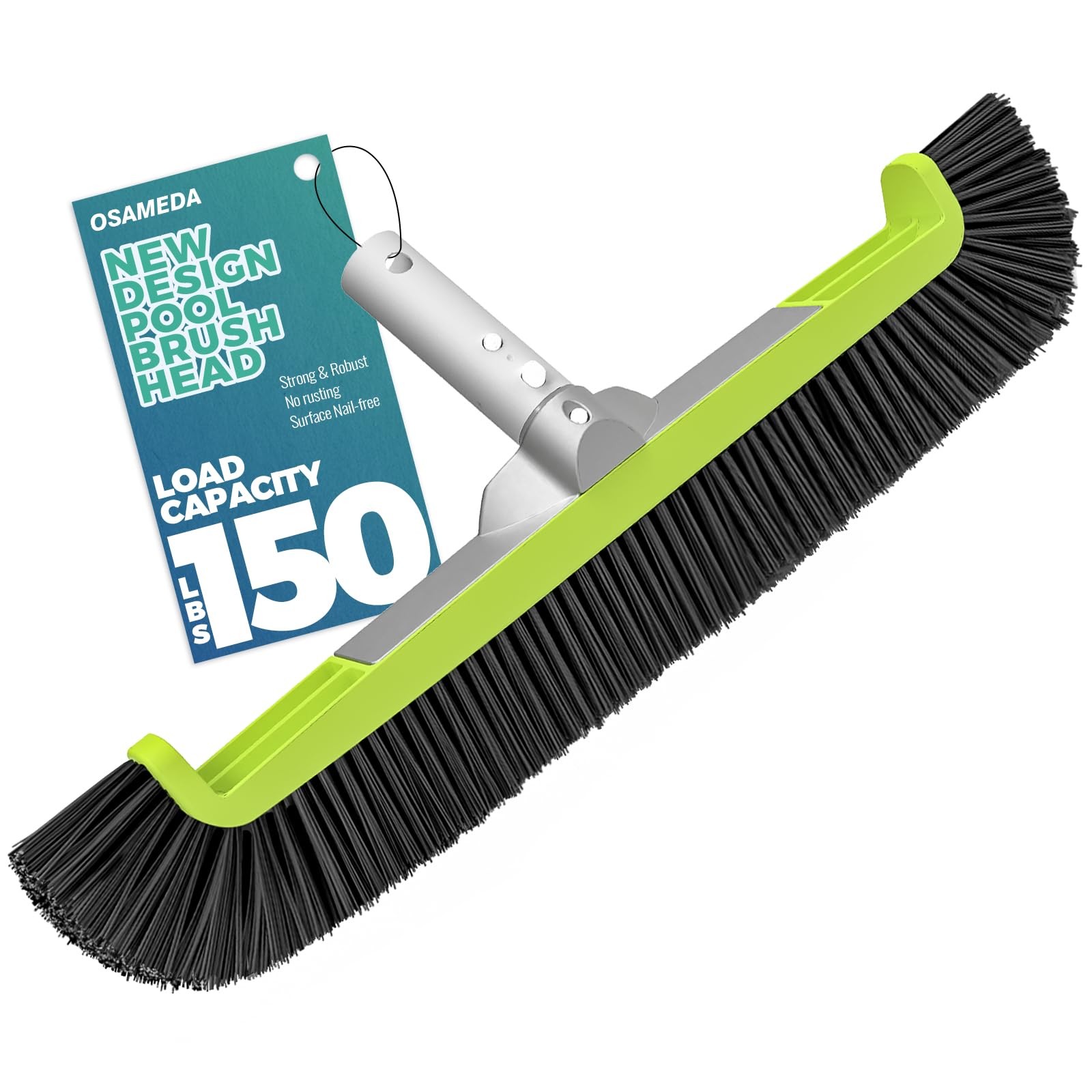 18" Pool Brush Head for Cleaning Swimming Pool Walls, Curved Ends High-Efficienc gallery