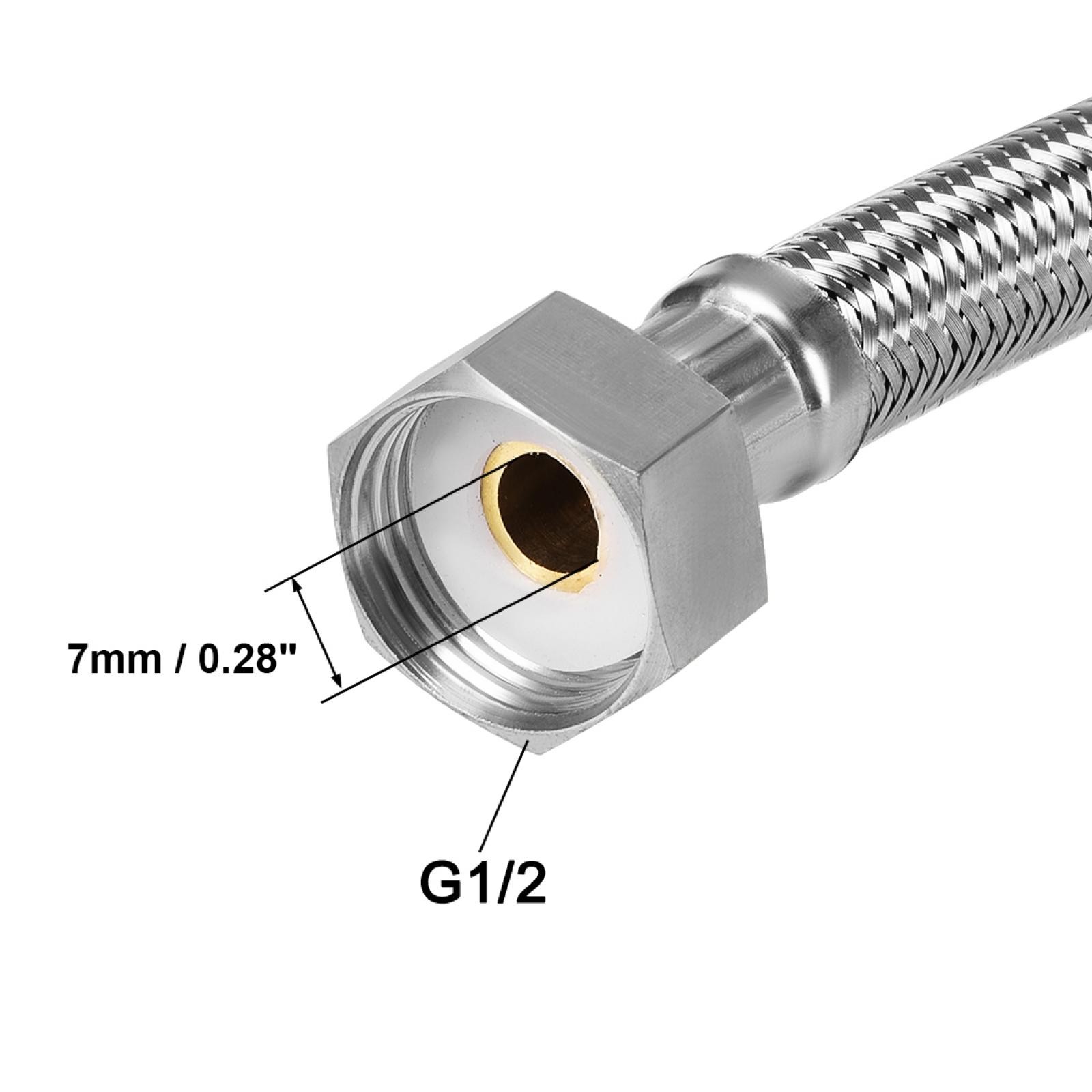 Faucet Supply Line Connector G1/2 Female x G1/2 Female 8" Long SUS304 Hose 2Pcs gallery