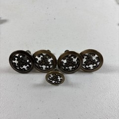 Jaybee Mid Century Drawer Pulls Knobs 1960 1.5″ & 1/2” Antique Gold Metal 5pc