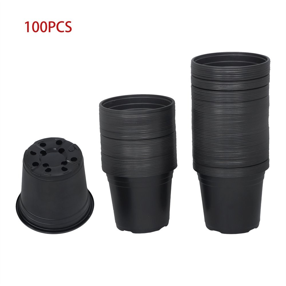 100 Pack Nursery Pots 6 Inch Nursery Pot for Plants Plastic Plant Pots Black gallery
