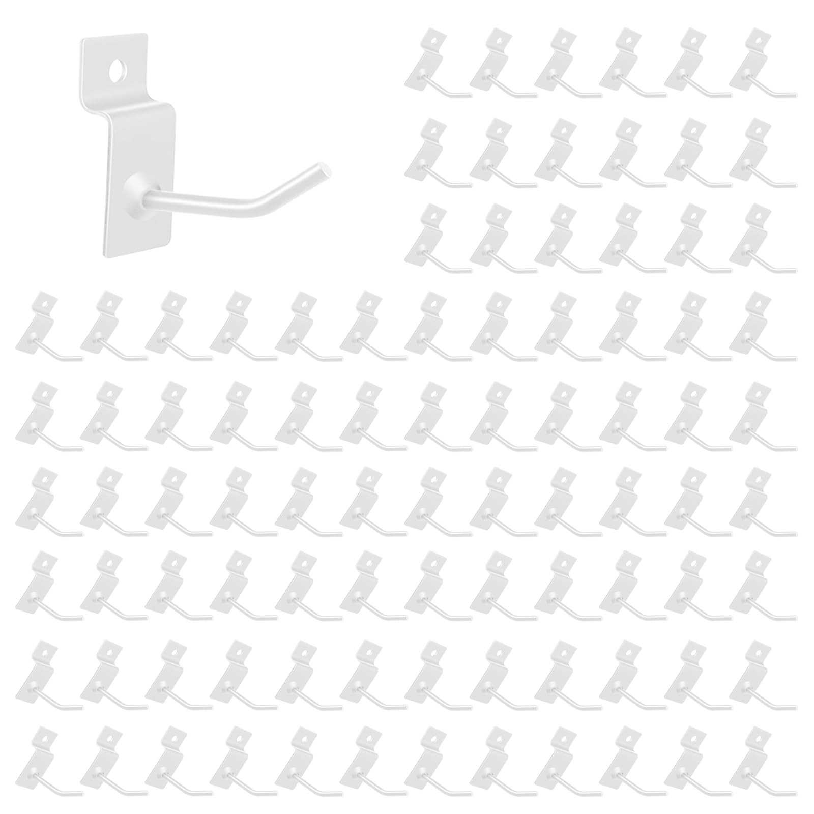 100 PCS Heavy Duty Slatwall Display Hooks Bulk 2 Inch 5cm White Metal Hanger gallery