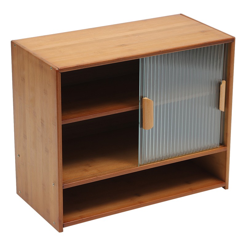 Kitchen Pantry Sideboard Bamboo Small Storage Cabinet Sliding Door Cupboard gallery