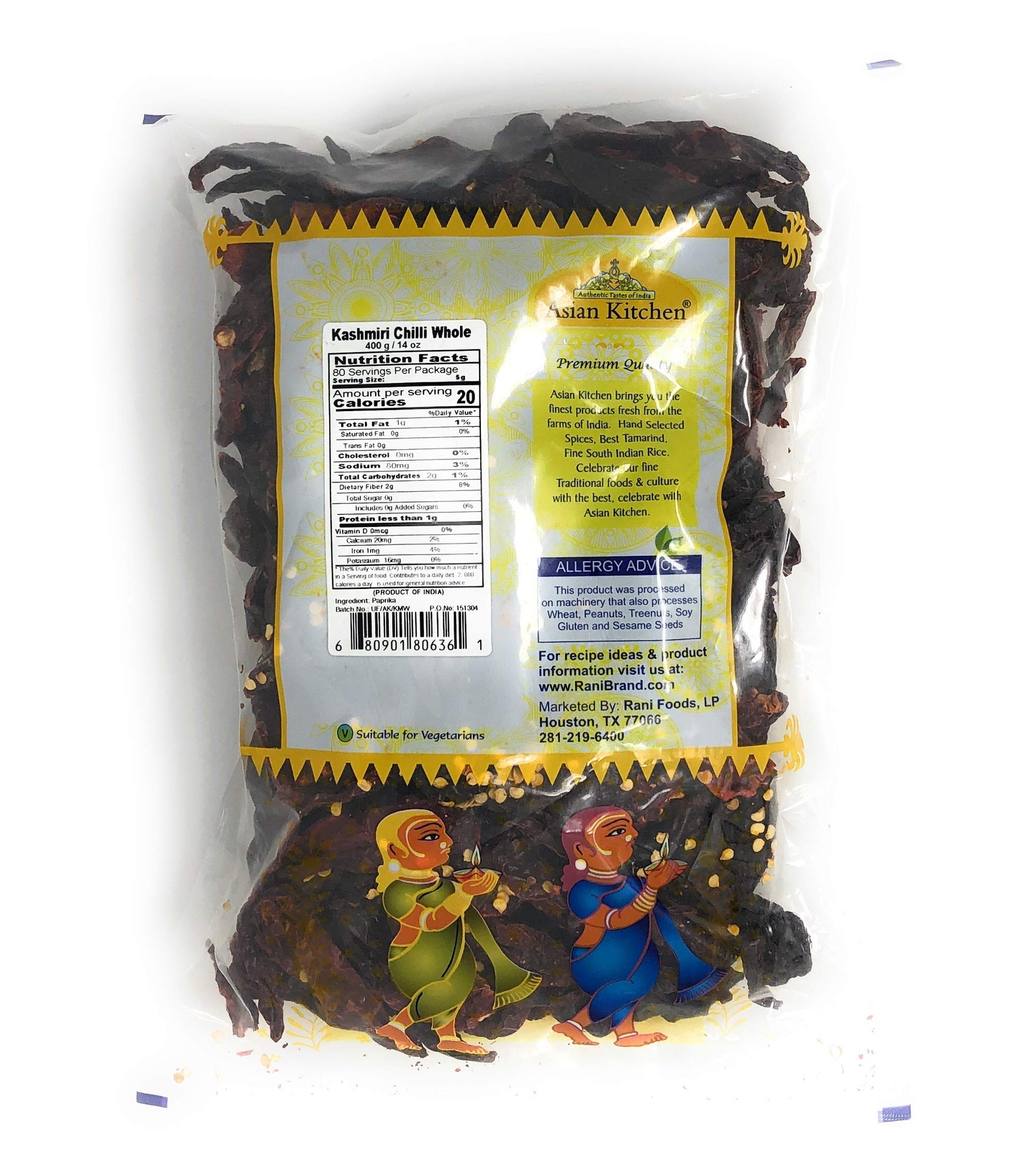 Asian Kitchen Kashmiri Chilli Whole Stemless, Low Heat Indian Chilli 14oz (400g) gallery