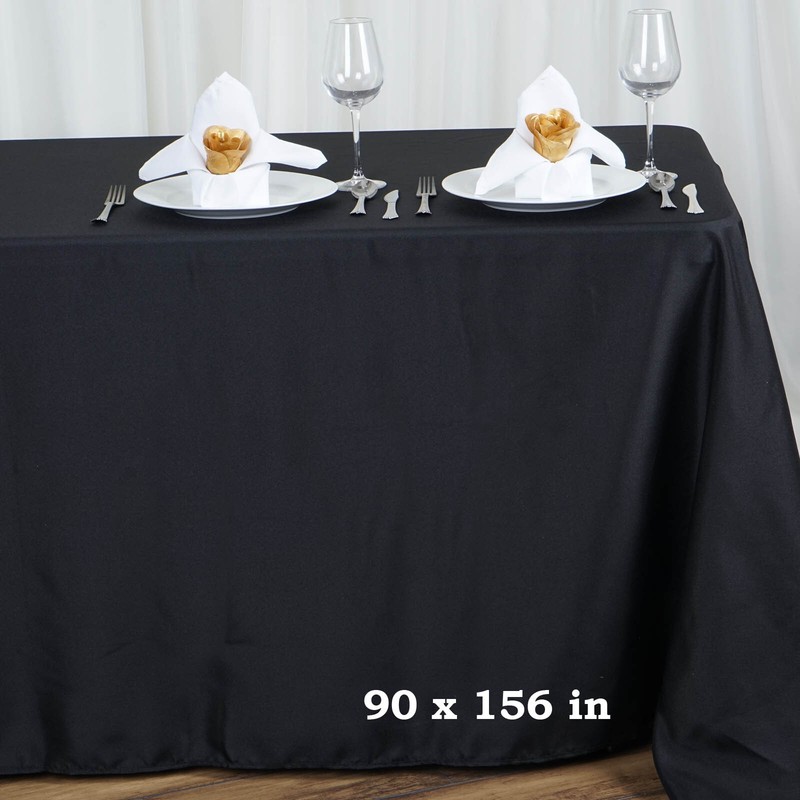 BLACK Polyester 90x156" Rectangle TABLECLOTHS Wedding Party Home Linens SALE gallery