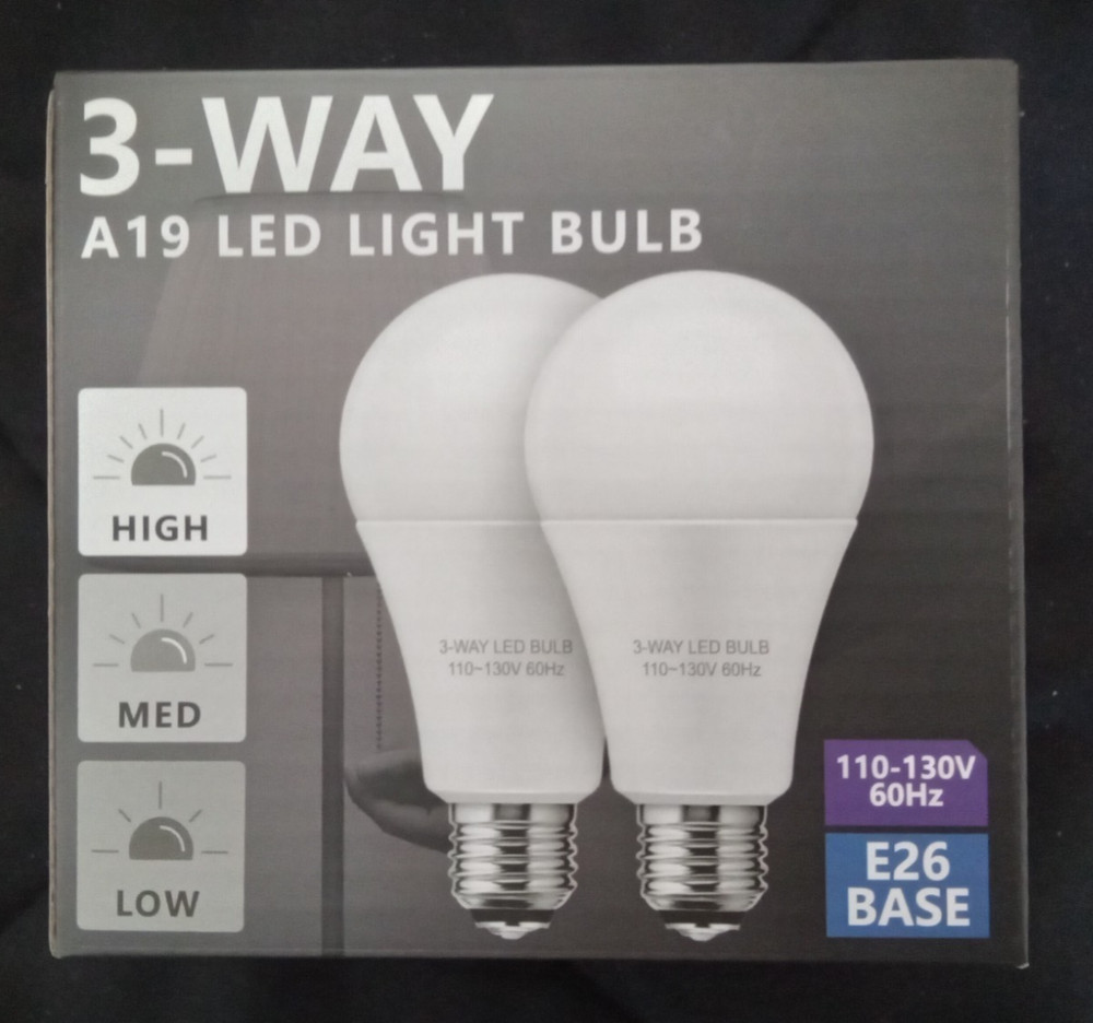 ONE 3-WAY A19 LED LIGHT BULB E26 BAS 110-130V - HIGH, MEDIUM AND LOW