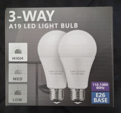 ONE 3-WAY A19 LED LIGHT BULB E26 BAS 110-130V – HIGH, MEDIUM AND LOW