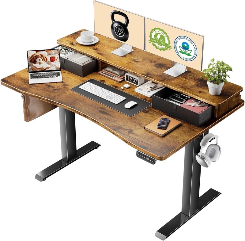 Standing Desk with Storage Drawers Adjustable Height Computer Table Ergonomic gallery