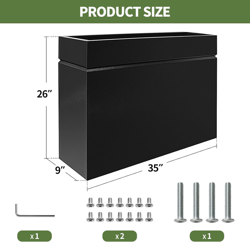 Metal Rectangular Planter Box, Powder Coating Steel Large Planters 35" L X 9" W gallery