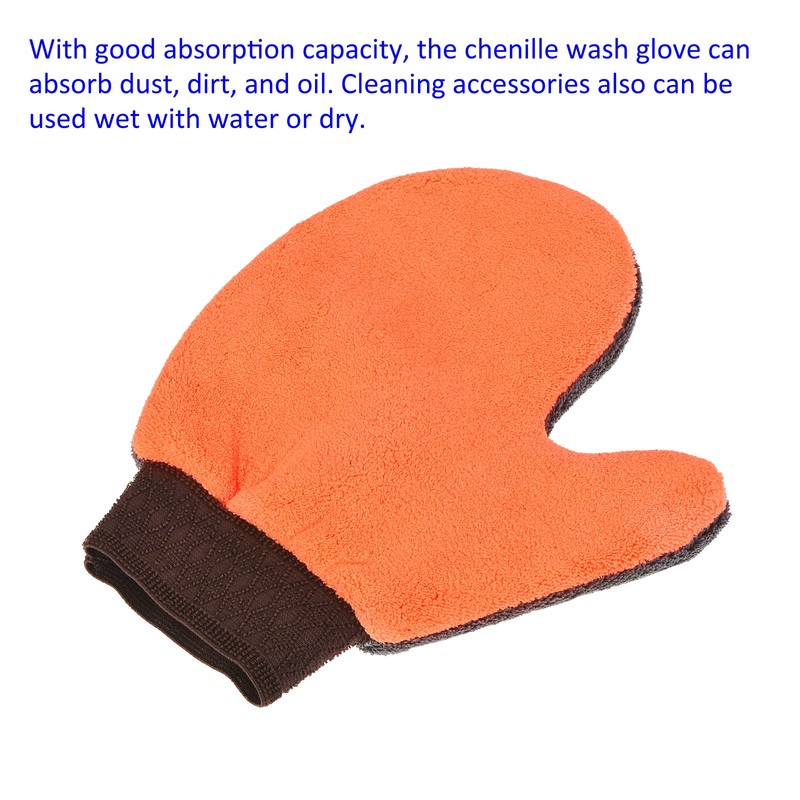 Cleaning Mitten - Microfiber Gloves Wash Dishes Clothes 9"x7.87" Grey & Orange gallery
