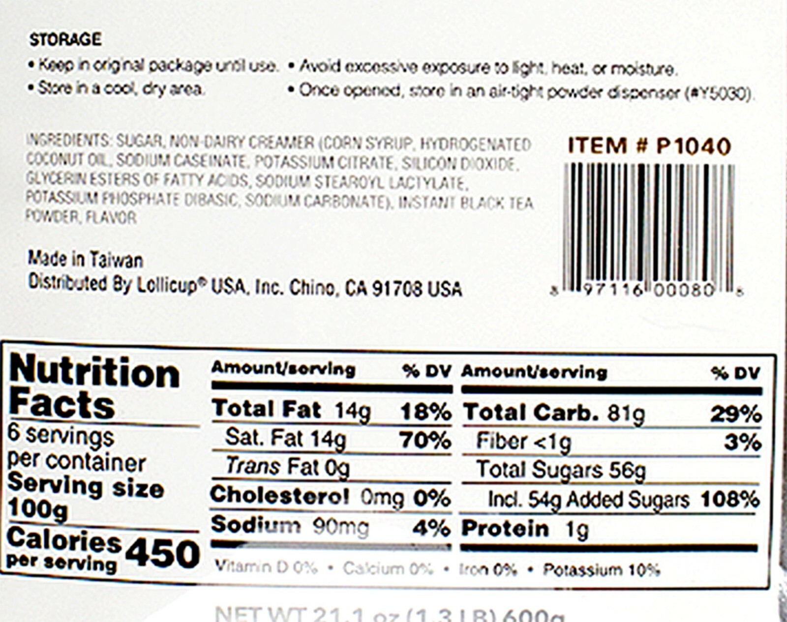 Tea Zone Milk Tea Premium Powder Mix Boba Bubble Tea 1.32 Lbs. gallery