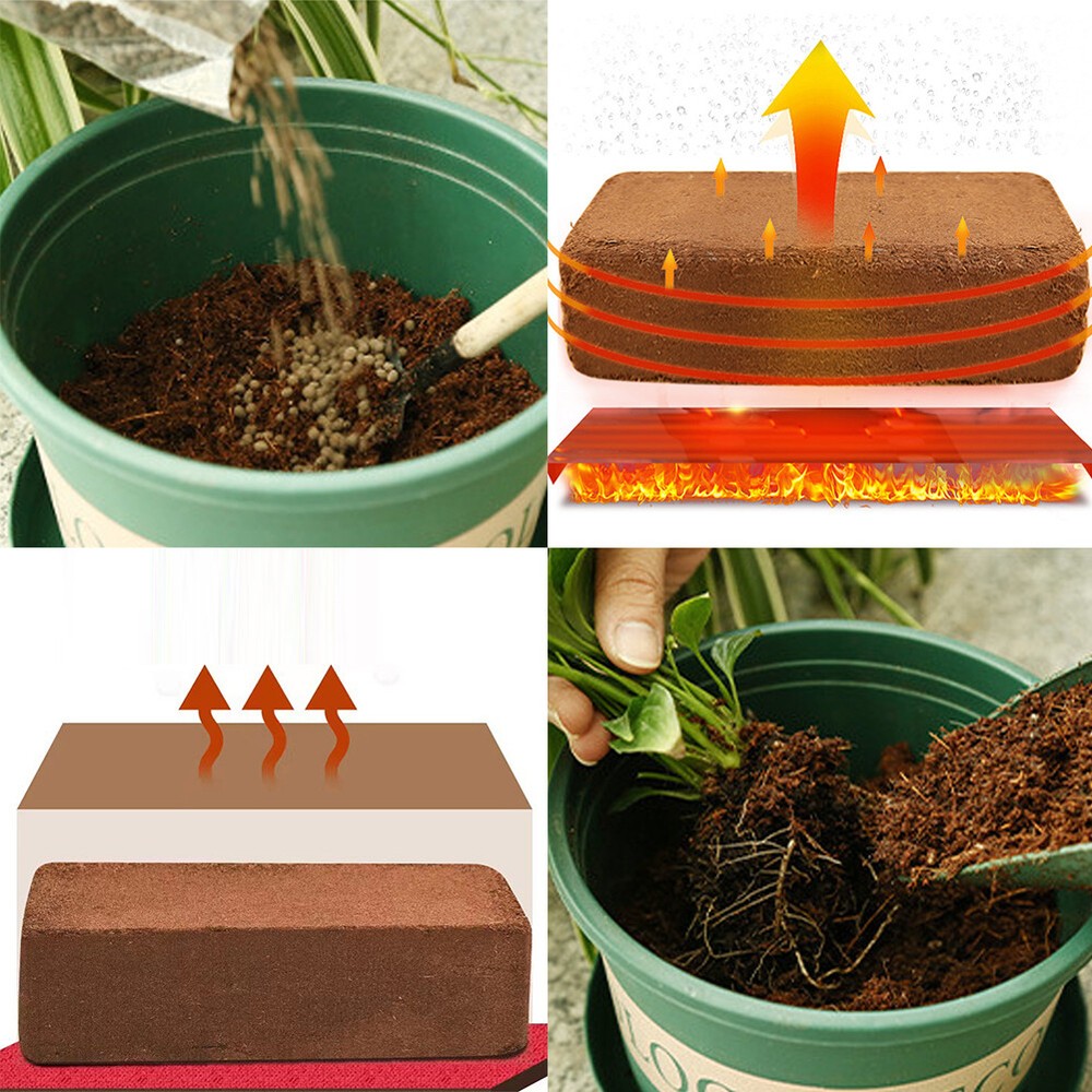 US 2-4Pc 650G Coco Coir Bricks Coconut Fiber Organic Soil Plant Growing Media