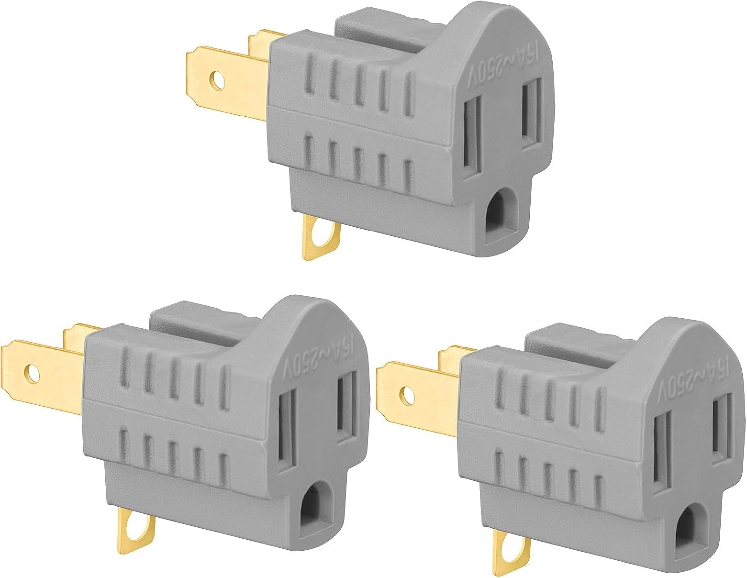 Triple 3-Prong to 2-Prong Polarized Adapter Set - Space-Saving Power Solution gallery