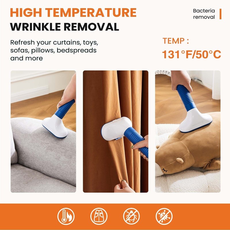 Standing Garment Steamer for Clothes Roll Wheels Wrinkle Remover Continuous gallery