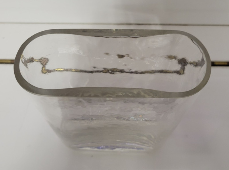 RECTANGULAR CLEAR GLASS VASE ROUNDED EDGES 6.25 BY 5.5 BY 3 INCHES gallery