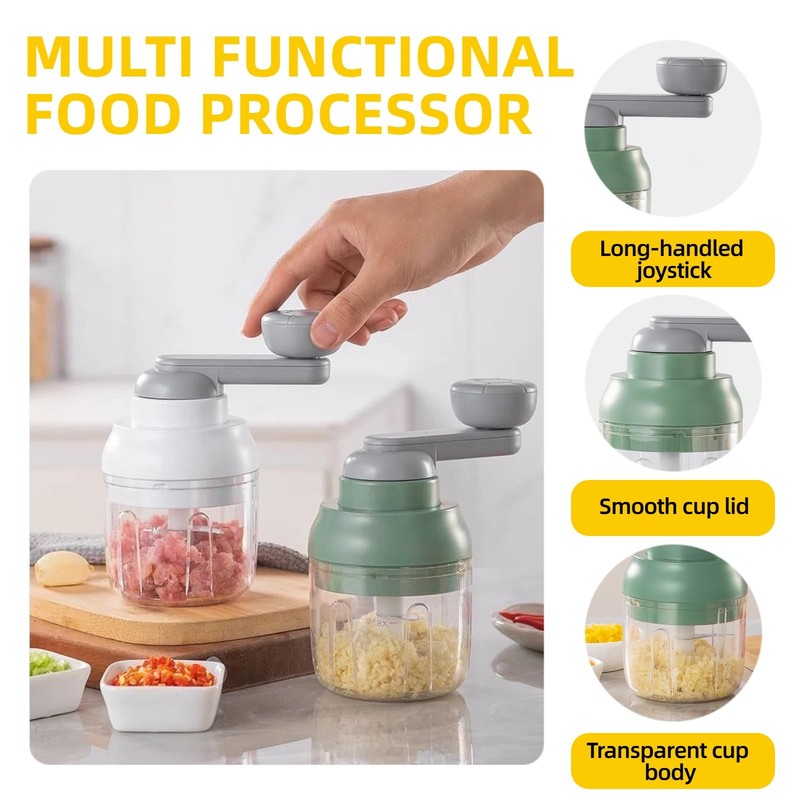 Multi-Functional Manual Food Processor Vegetable Chopper, Hand-Powered handle... gallery