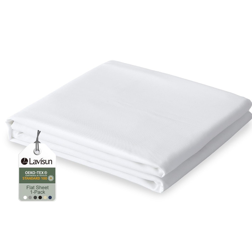 Twin Flat Sheets Only Soft Brushed Microfiber Bedding Sheet Hotel White 1 PCS