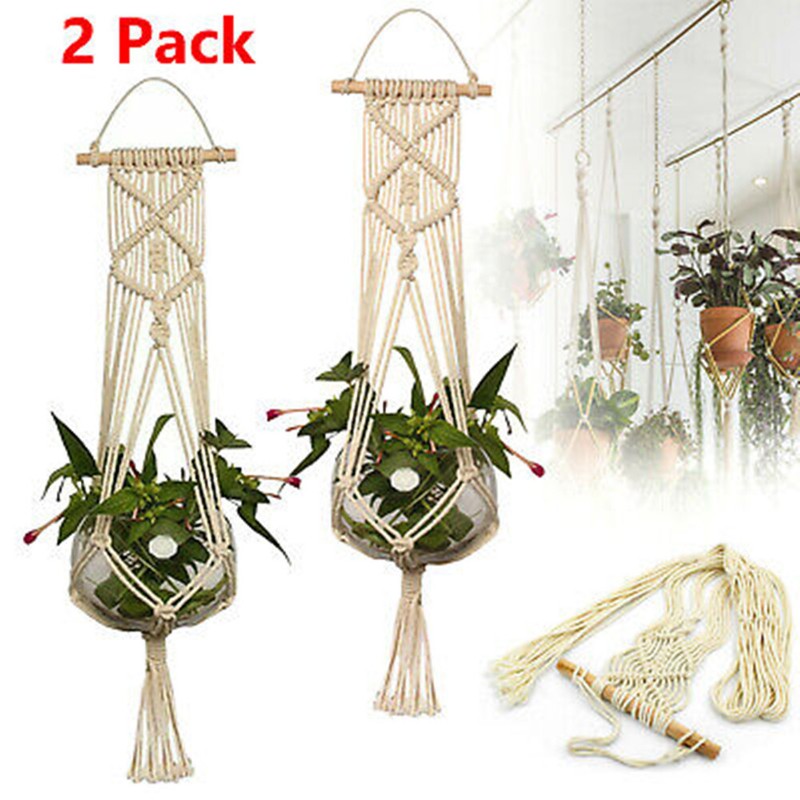 2PCs Handmade Flower Pot Hanging Baskets Macrame Plant Hanger Flowerpot Holder gallery