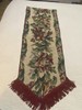 Tapestry style Table Runner 12” X 70”. Green Red Brown on Off-white. Hand Made gallery