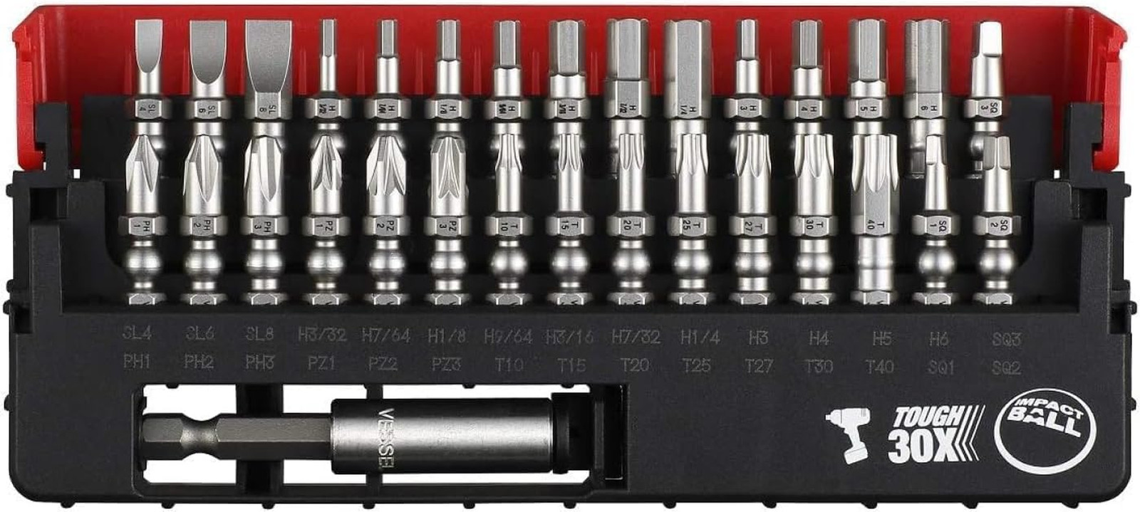 IMPACT BALL™ Torsion Bit 30+1 PC. Set in SLIDE CASE No.Ib31P02U Made in Japan by gallery