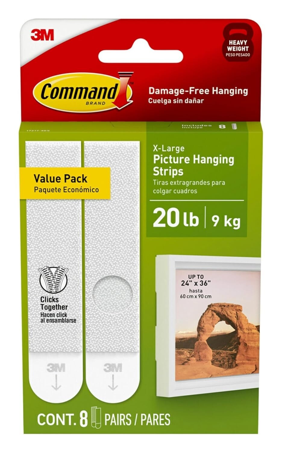 Command Heavyweight Picture Hanging Strips XL 20 Lb 17217-8ES 2 Box gallery