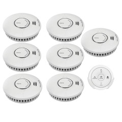 7x Emerald Wireless Interconnected Smoke Alarms 1 x Free Remote – 10 yr Battery