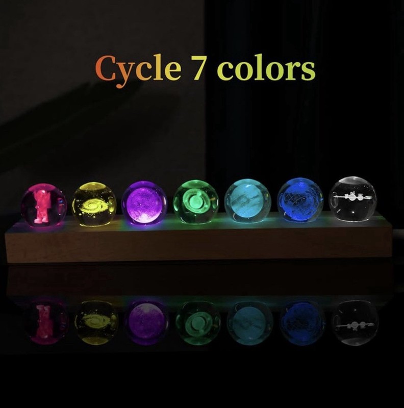 3D LED Night Light Crystal Solar System Crystal Ball Planets Astronomy Gift gallery