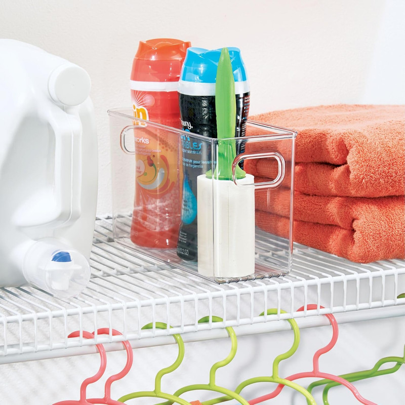 Slim Clear Plastic Storage Bin, Tall Narrow Organizer for Kitchen, Fridge, Freez gallery