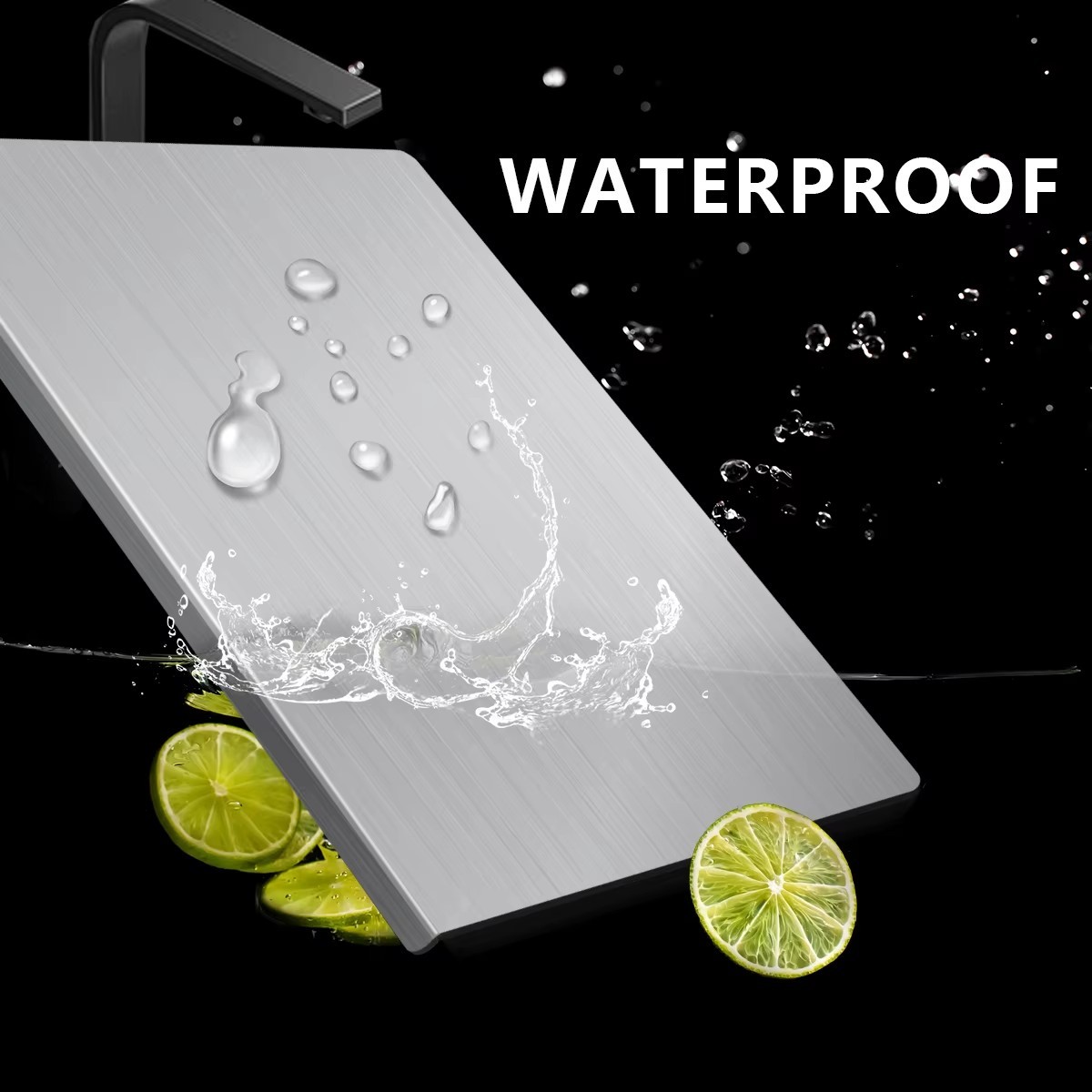 304 Stainless Steel Chopping Board Large with Lid Non Slip for Kitchen Counter. gallery