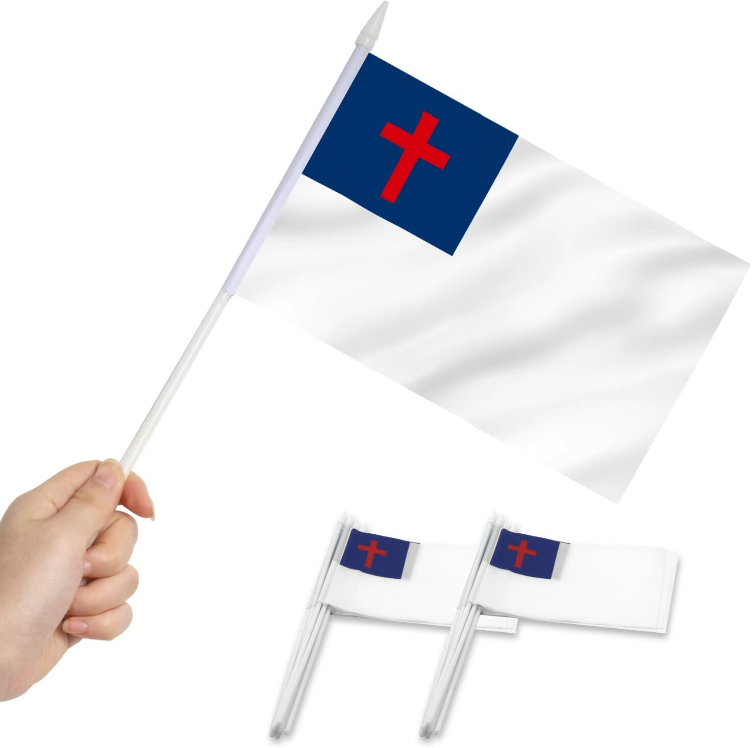 Anley Christian Mini Flag 12 Pack - Hand Held Small Miniature Christian Flags gallery