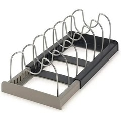 Expandable Adjustable Kitchen Organizer Rack for Pot Lids, Pans, Plates Cabinet