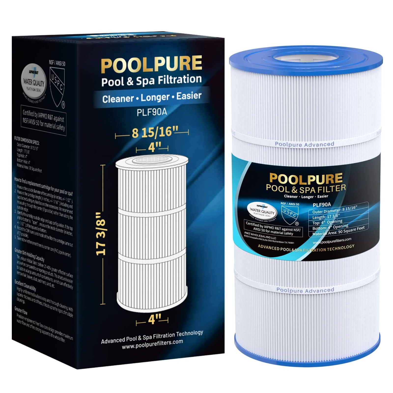 POOLPURE PLF90A Pool Filter Replaces Hayward C900, CX900RE, Pleatco PA90 gallery