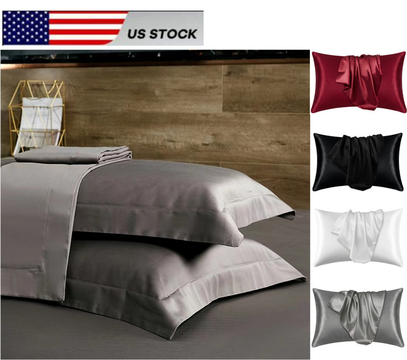 Pillowcase 2 Pack Silk Satin Comfortable Best for Hair Skin Pillow Case New gallery