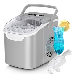 Countertop Ice Maker Machine, 8 Ice Cubes in 6 mins, 26lb/Day Bullet Ice with…
